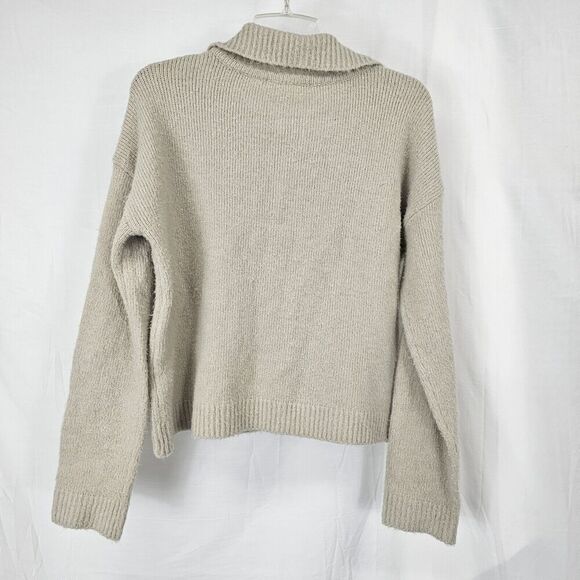 One Grey Day Women’s Size Small Beige Collared Pullover Swester Ribbed - Picture 6 of 7